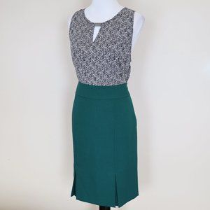 LAUNDRY BY SHELLI SEGAL Size 12 Green Black Skirt Blouse Set Career